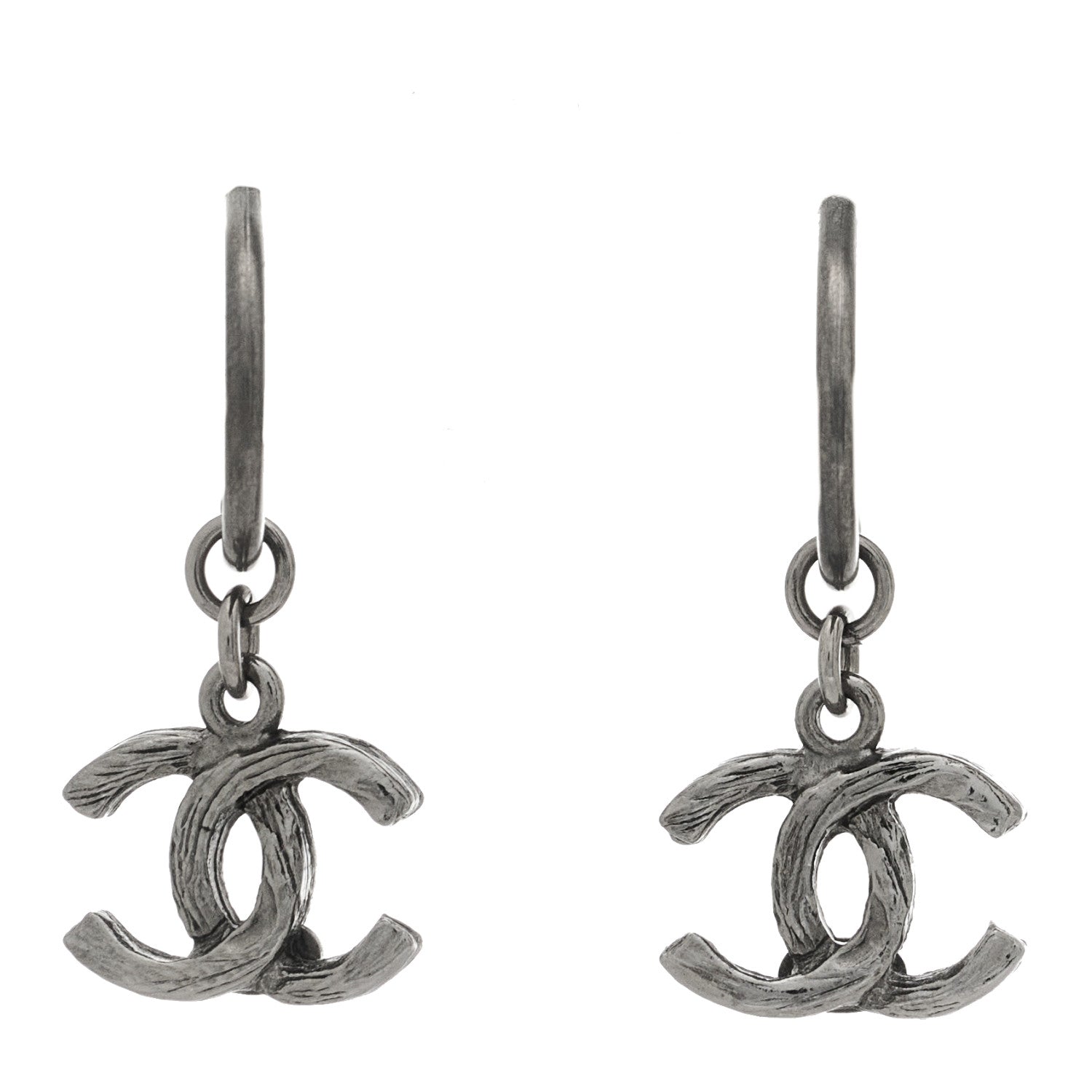 Chanel Ruthenium Twisted CC Drop Earrings 1 of 5