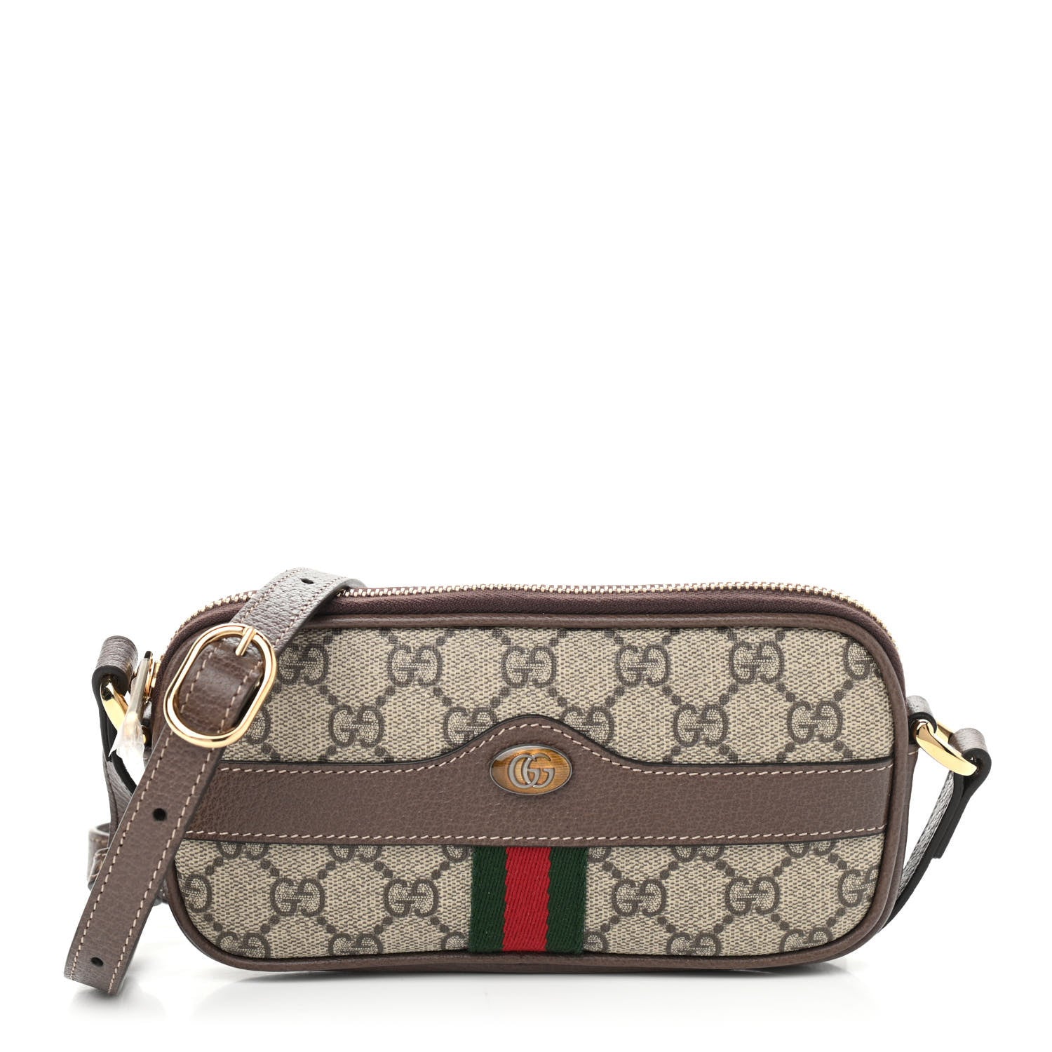 Gucci GG Supreme Monogram Web Mini Ophidia GG Bag Brown 1 of 10