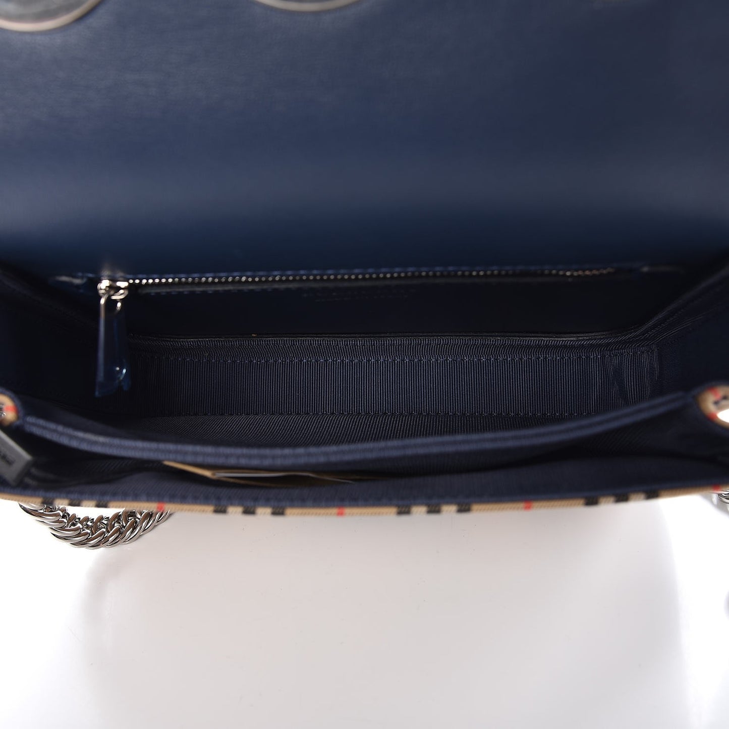 Smooth Calfskin 1983 Knight Check Grommet Chain Shoulder Bag Ink Blue