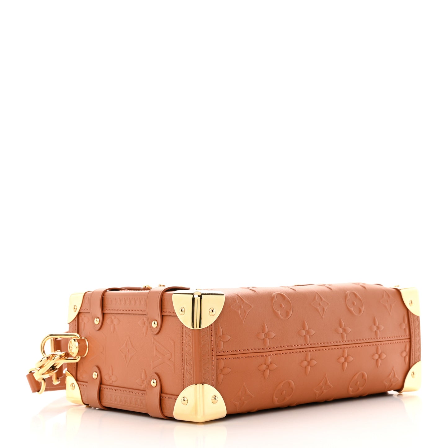 Calfskin Debossed Monogram Side Trunk Tan
