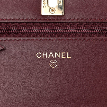 Chanel Velvet Quilted Pearl Crush Wallet On Chain WOC Burgundy 6 of 12