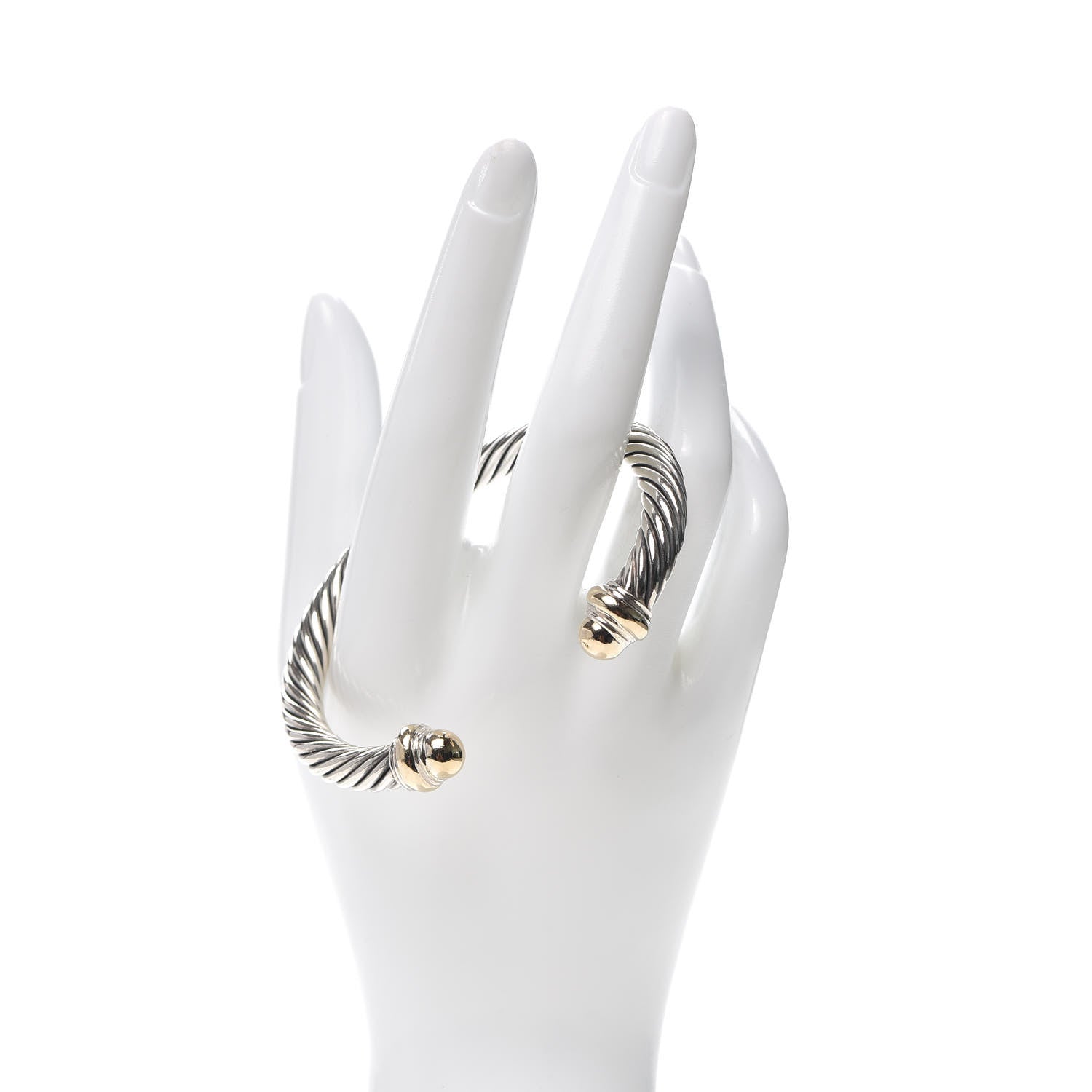 David Yurman Sterling Silver 14K Yellow Gold 7mm Cable Classics Bracelet 2 of 5