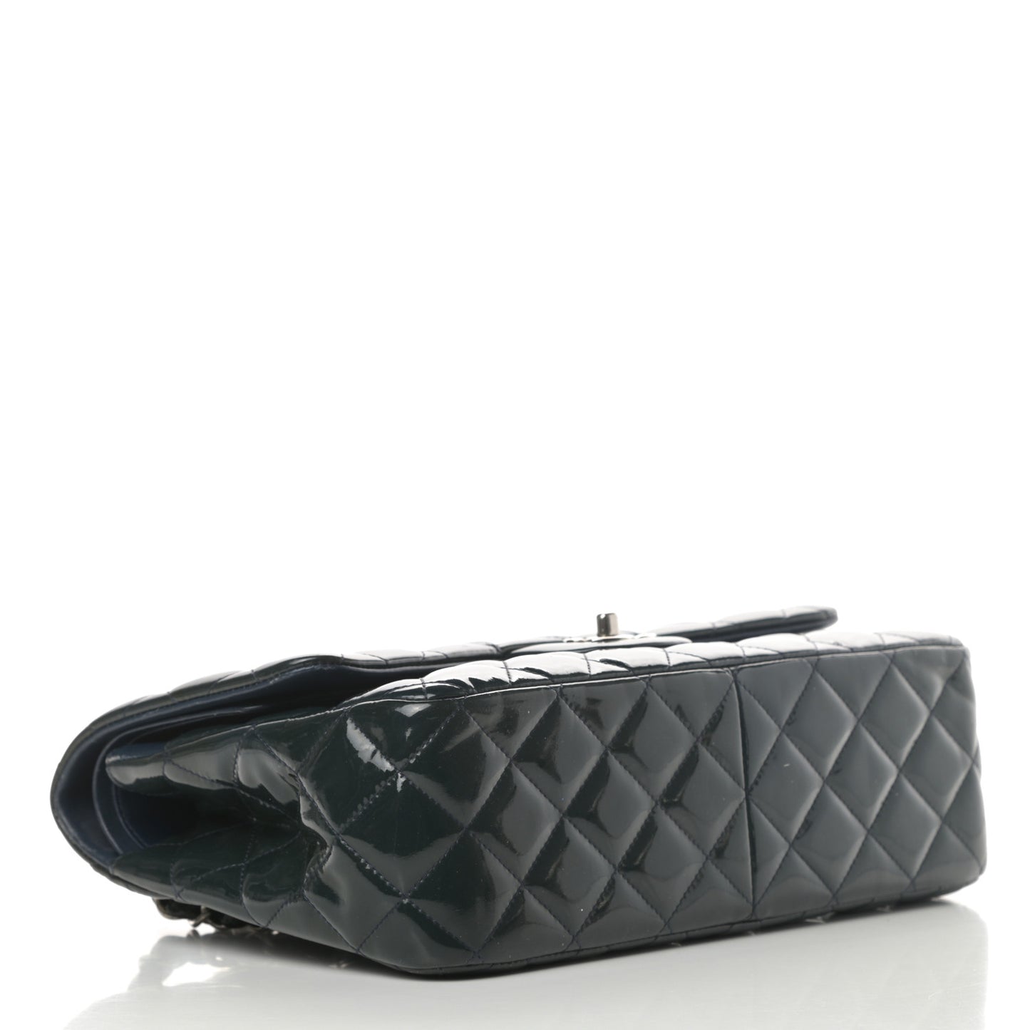 Patent Quilted Jumbo Double Flap Blue