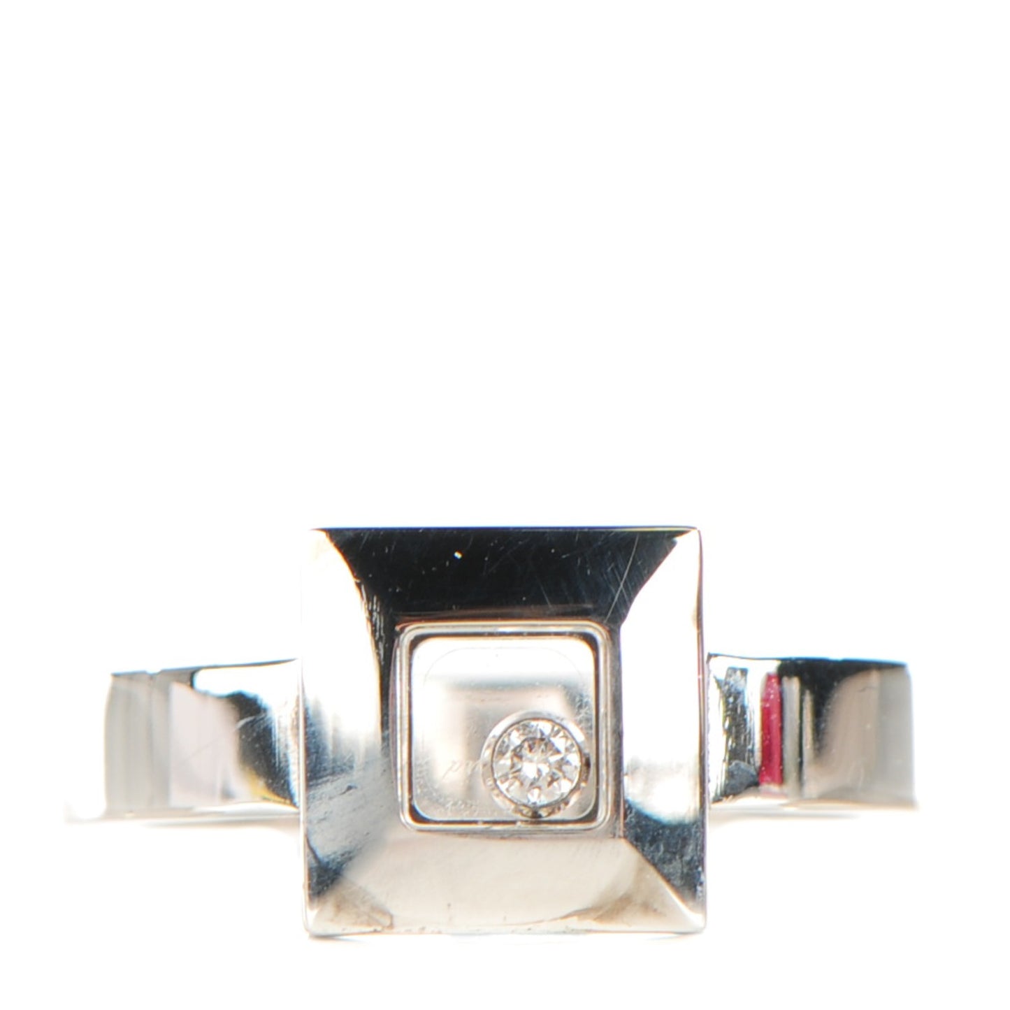 18K White Gold Happy Diamond Square Ring 8.25