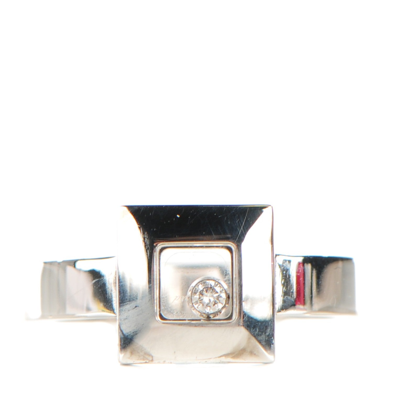 Chopard 18K White Gold Happy Diamond Square Ring 8.25 1 of 7