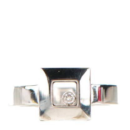 Chopard 18K White Gold Happy Diamond Square Ring 8.25 1 of 7