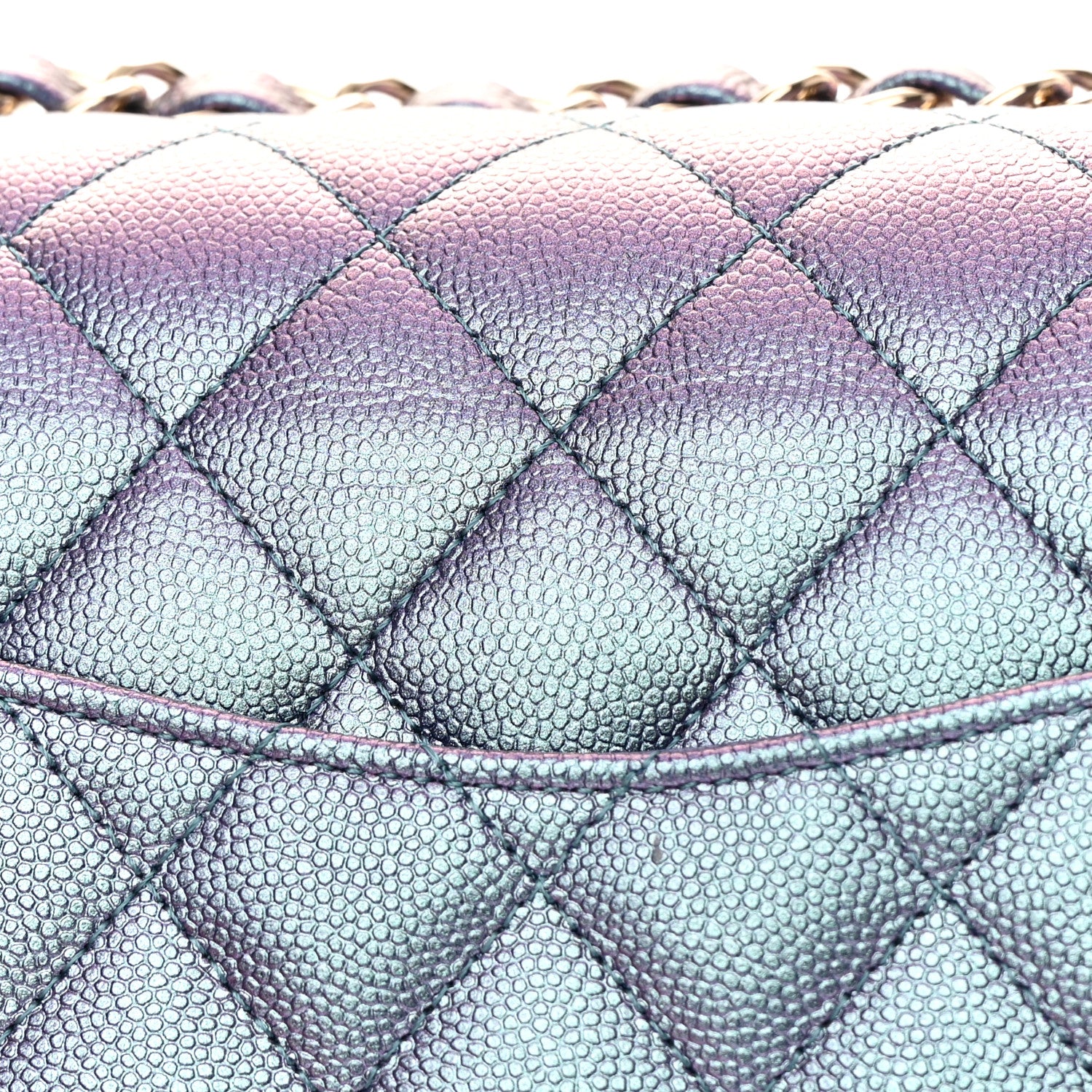 Chanel Iridescent Caviar Quilted Medium Double Flap Dark Blue 12 of 13