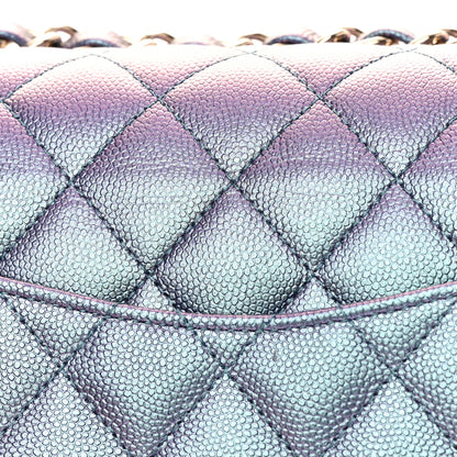 Chanel Iridescent Caviar Quilted Medium Double Flap Dark Blue 12 of 13