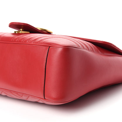 Gucci Calfskin Matelasse Large GG Marmont Shoulder Bag Hibiscus Red 9 of 10
