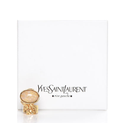 Saint Laurent Glass Cabochon Arty Ovale Ring 8 Gold Beige Clair 7 of 7