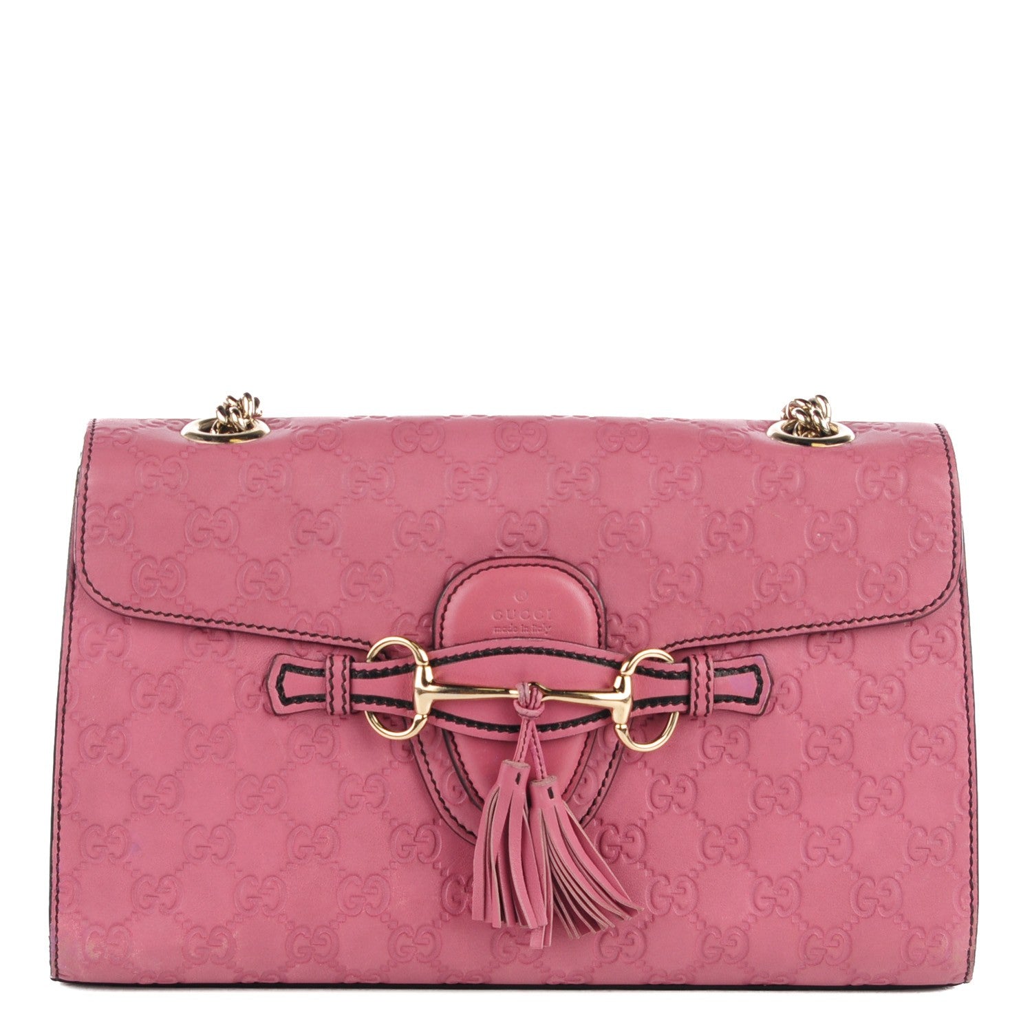 Gucci Guccissima Medium Emily Chain Shoulder Bag Dark Pink 1 of 7