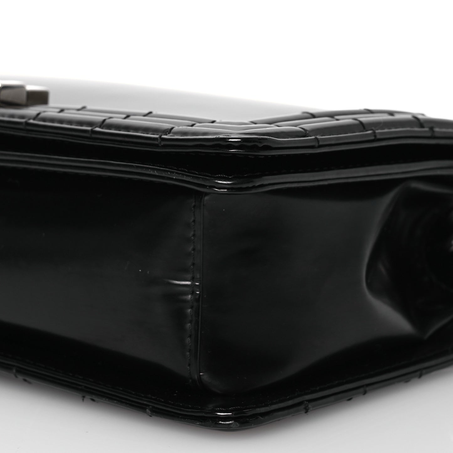Glazed Calfskin Medium Boy Flap Black