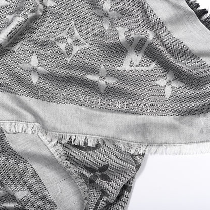 Louis Vuitton Silk Wool Beyond Monogram Shawl Silver 2 of 3