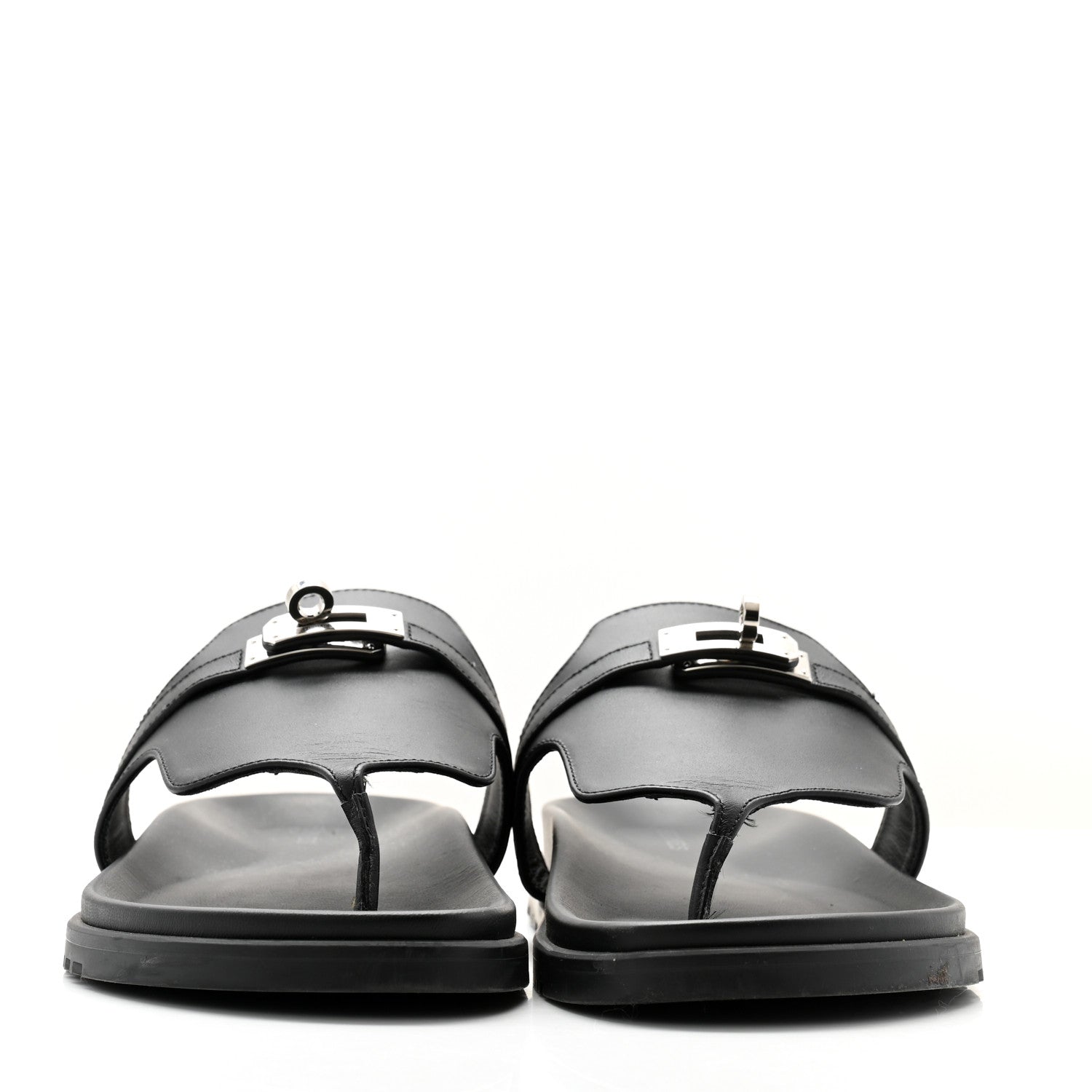 Hermes Calfskin Womens Empire Sandals 40.5 Black 2 of 11