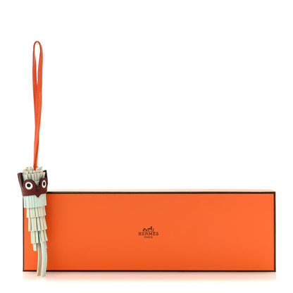 Hermes Milo Lambskin Epsom Chouette Bag Charm Vert Peppermint Clé Feu Rouge H White Black 5 of 5