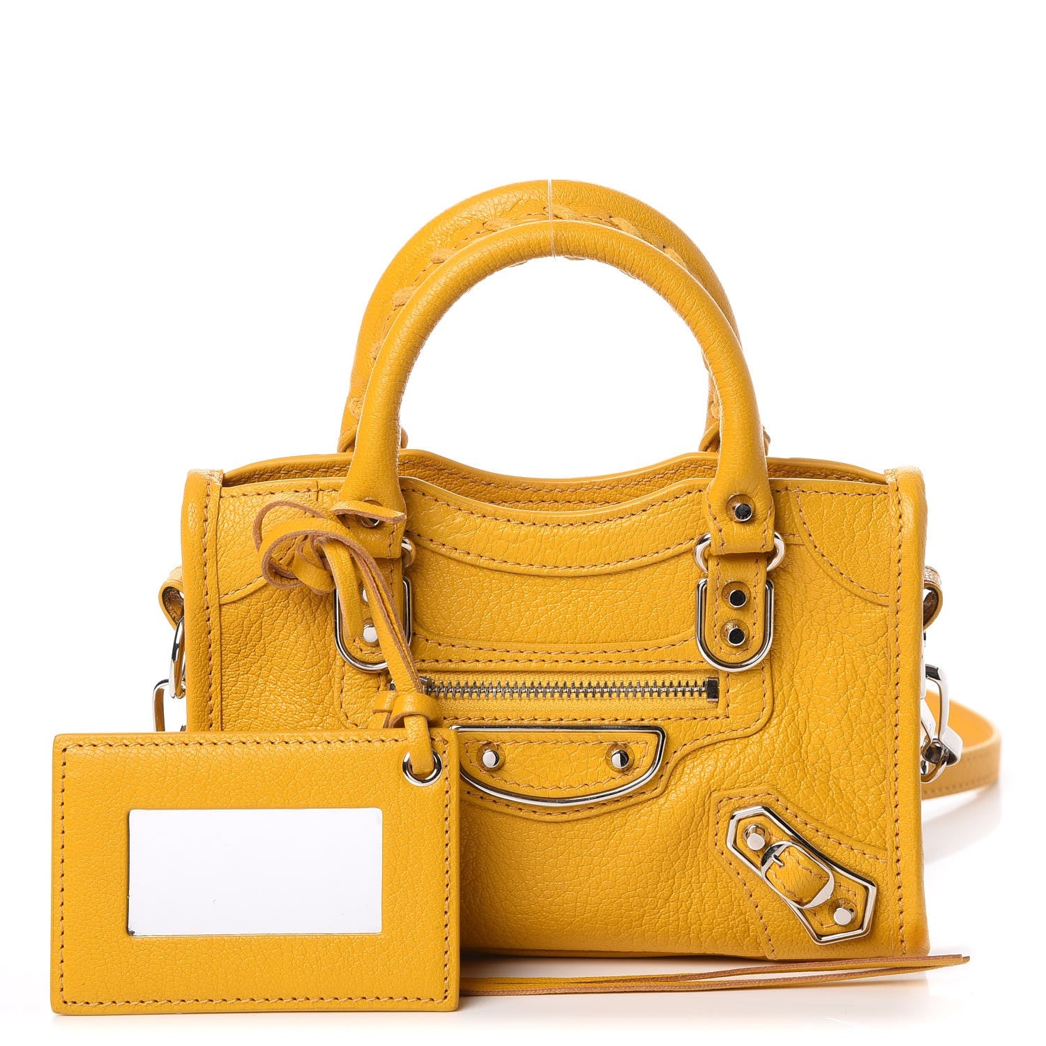 Balenciaga Chevre Silver Metallic Edge Hardware Nano City Jaune Epi 1 of 16