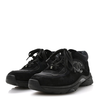 Chanel Fabric Calfskin Suede CC Sneakers 35.5 Black 4 of 7