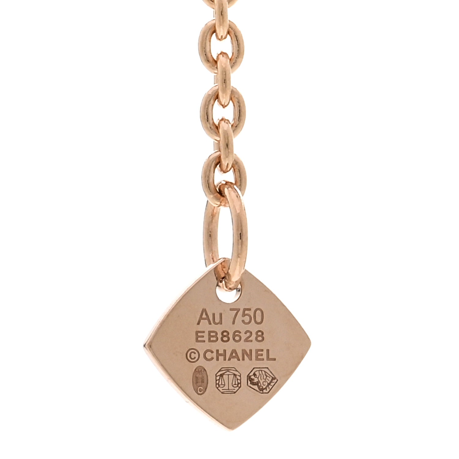 Chanel 18K Beige Gold Diamond Coco Crush C Necklace 4 of 4
