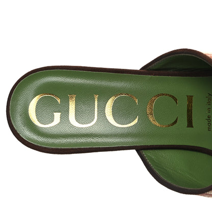 Gucci GG Monogram Kid Scamosciato Houdan Mid Heel Platform Slide Sandals 37.5 Beige Ruggine Maroon 7 of 8