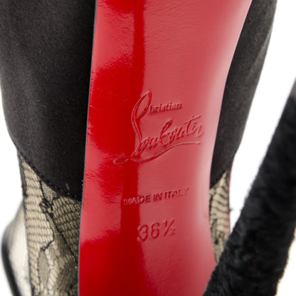 Christian Louboutin Satin Lace Chantilly Astrakan Aeronotoc 160 Bootie 36.5 Black 6 of 7