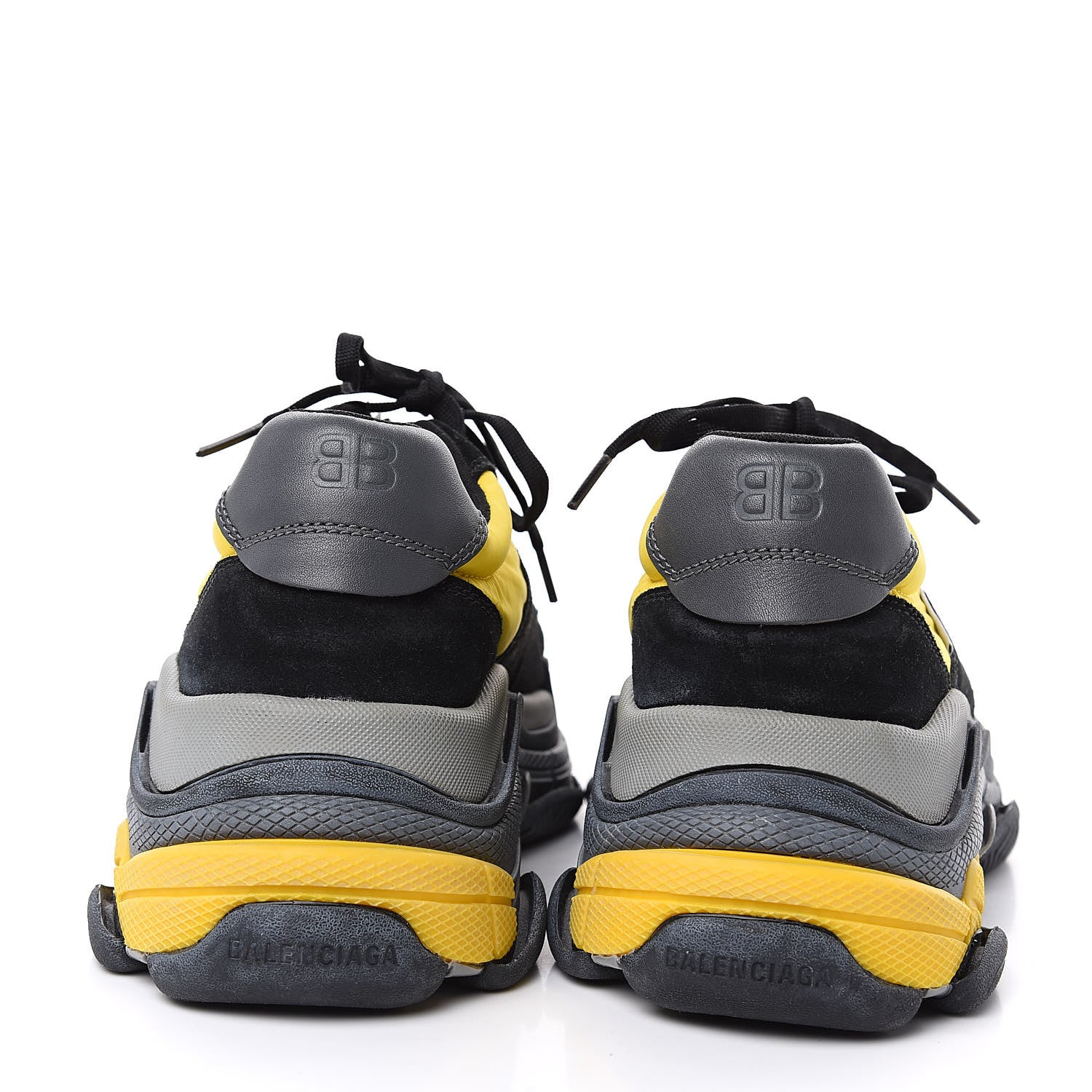 Balenciaga Nylon Suede Mens Triple S 2.0 Sneakers 43 Black Jaune Gris 5 of 8