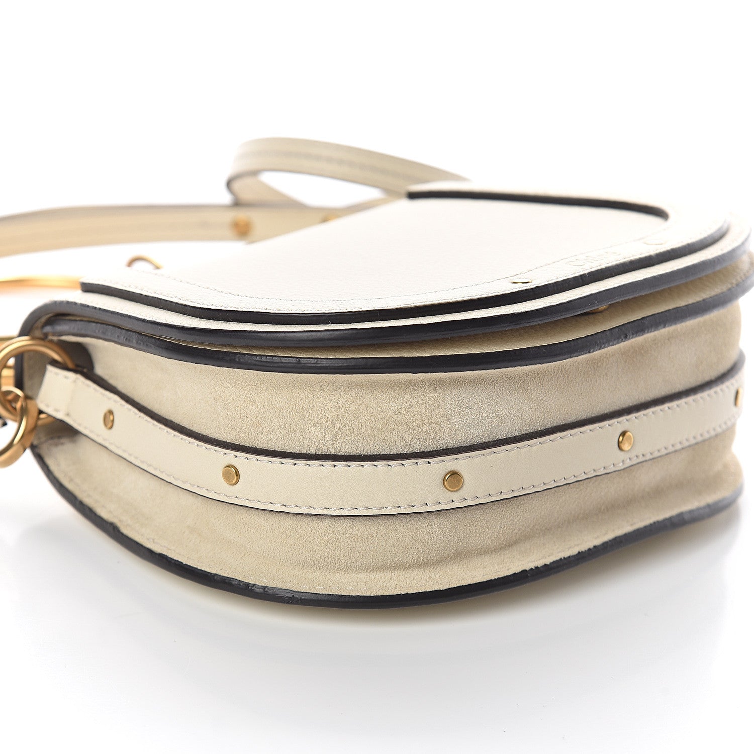 Chloe Calfskin Suede Small Nile Bracelet Bag Off White 7 of 8