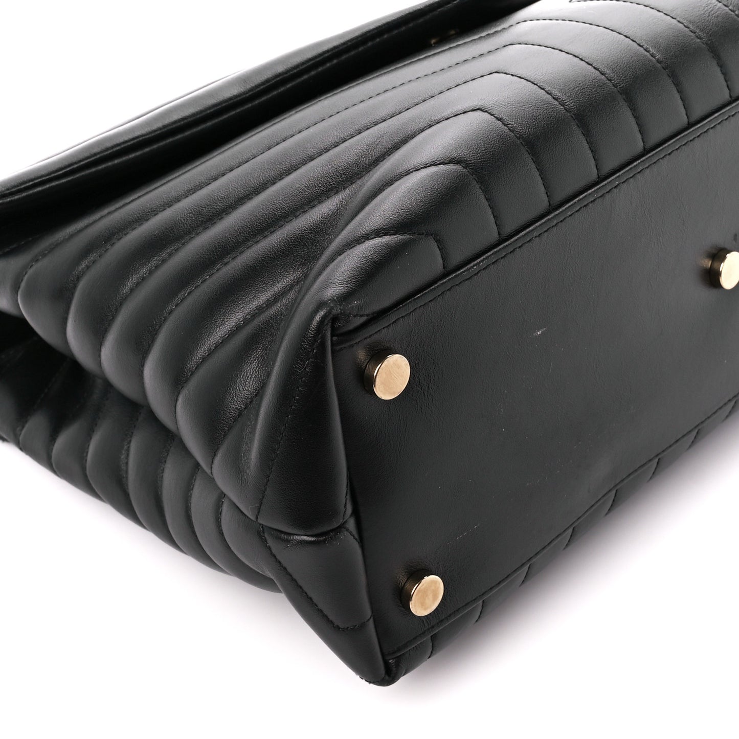 Calfskin Y Quilted Monogram Large Loulou Chain Satchel Black