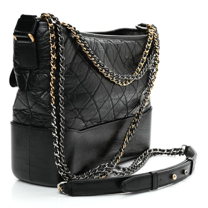Chanel Aged Calfskin Quilted Medium Gabrielle Hobo Black 3 of 10