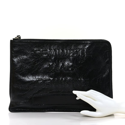 Chanel Calfskin Large Feministe Maize Feminine Pouch Clutch Black 2 of 7