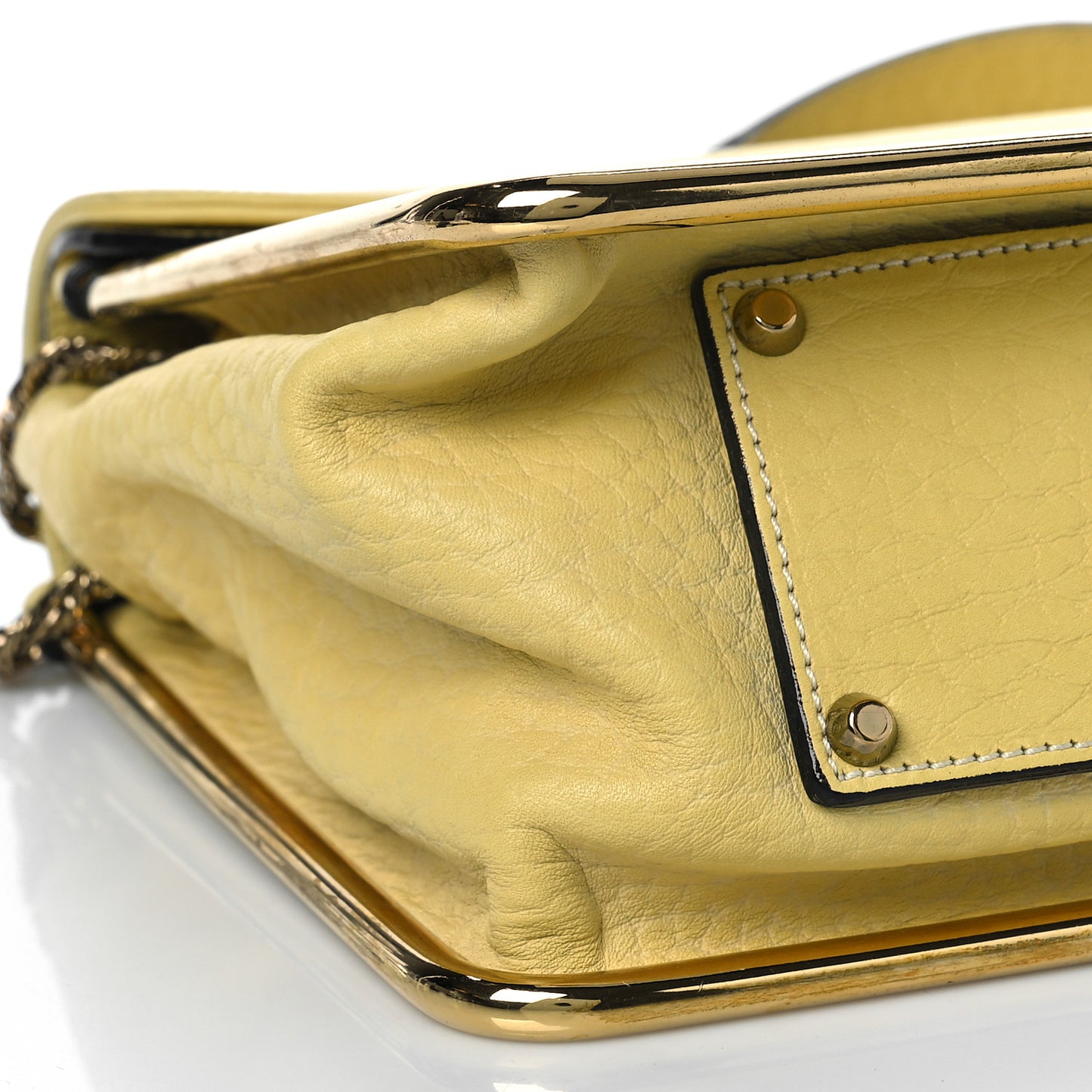 Grained Calfskin Medium Sally Flap Bag Yellow