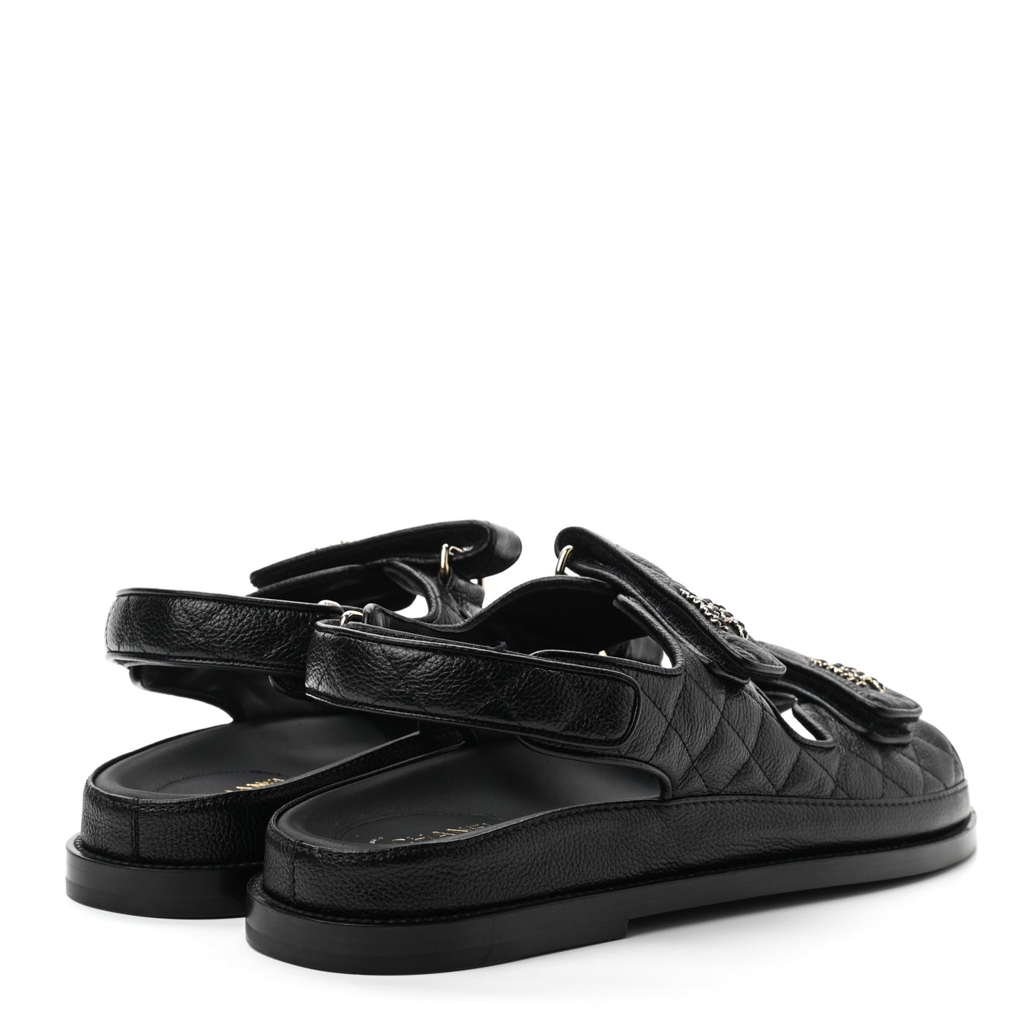 Grained Calfskin Velcro Dad Sandals 40.5 Black
