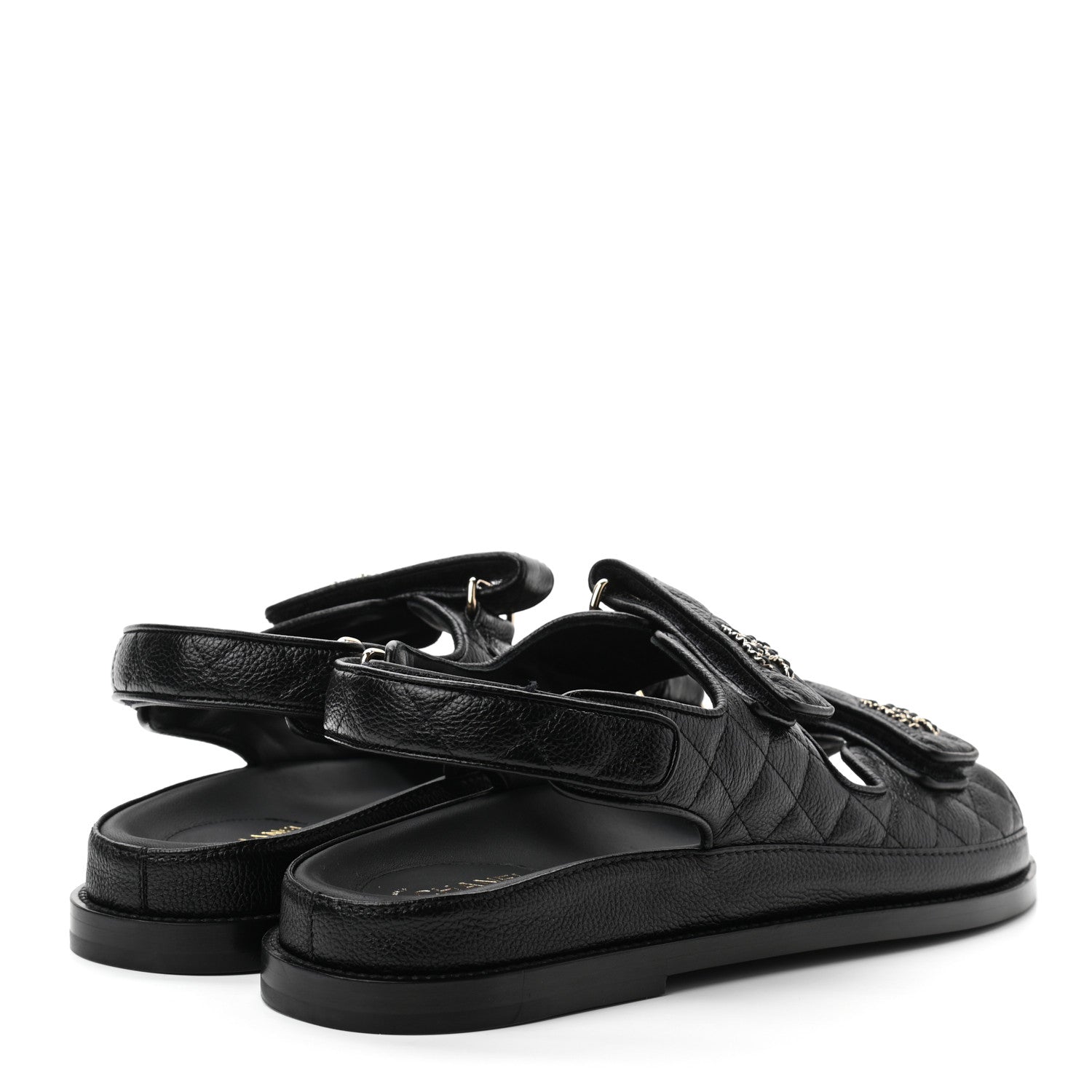 Chanel Grained Calfskin Velcro Dad Sandals 40.5 Black 4 of 8