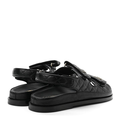 Chanel Grained Calfskin Velcro Dad Sandals 40.5 Black 4 of 8