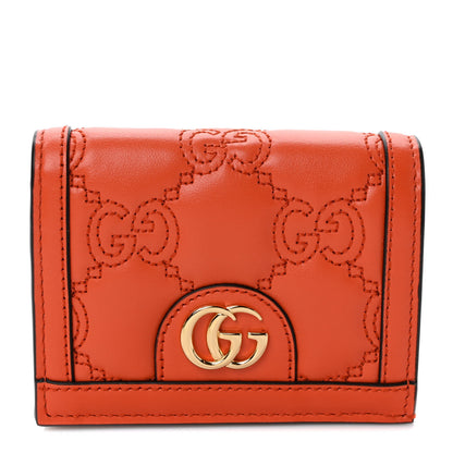 Gucci Calfskin GG Matelasse Card Case Wallet Deep Orange 1 of 7