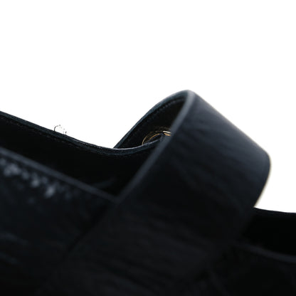 Chanel Crumpled Lambskin Cap Toe Chain CC Turnlock Mary Jane Flats 36 Black 12 of 16