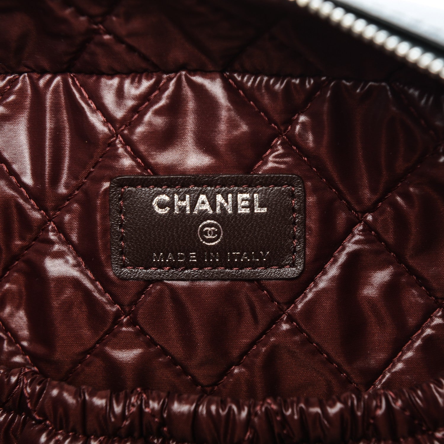 Chanel Lambskin Quilted Large Curvy Pouch Cosmetic Case Black 6 of 7