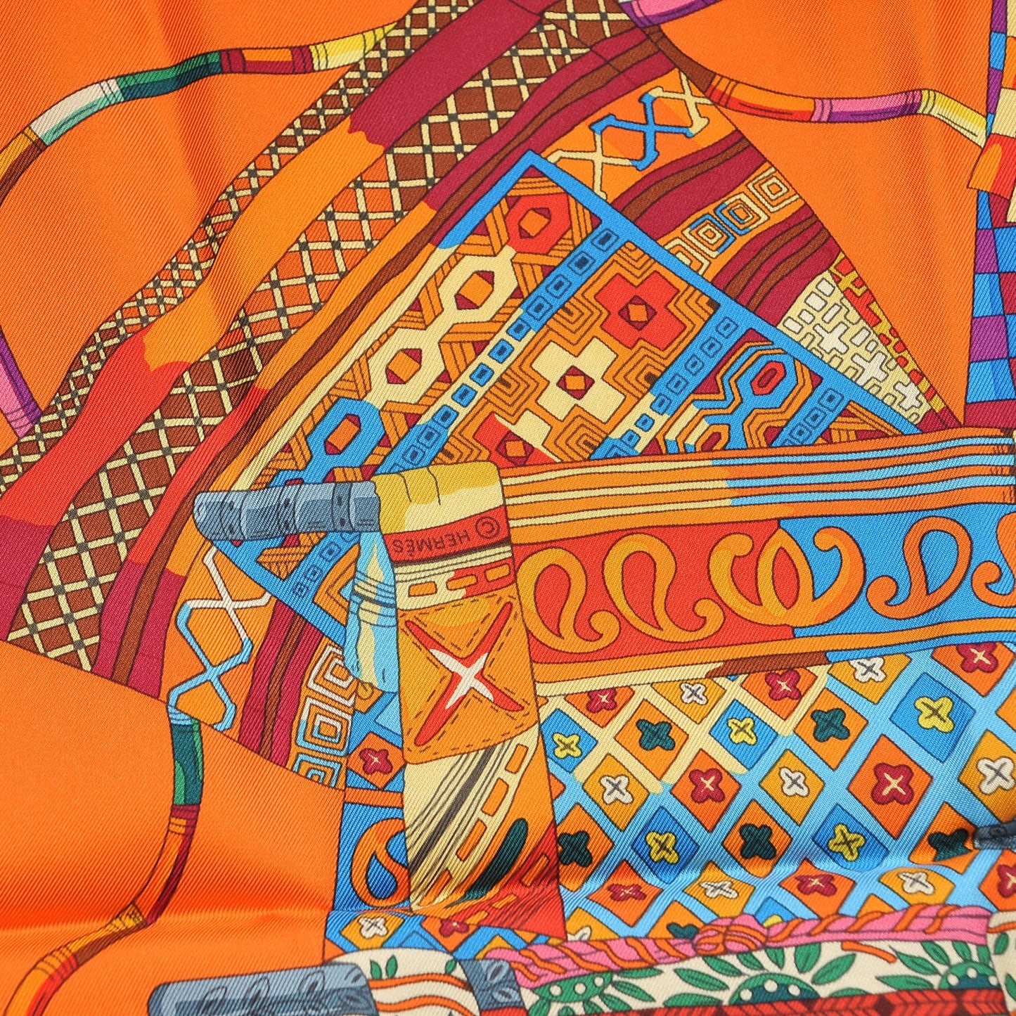 Silk Voyage En Etoffes Scarf 90 Orange Violet Jaune