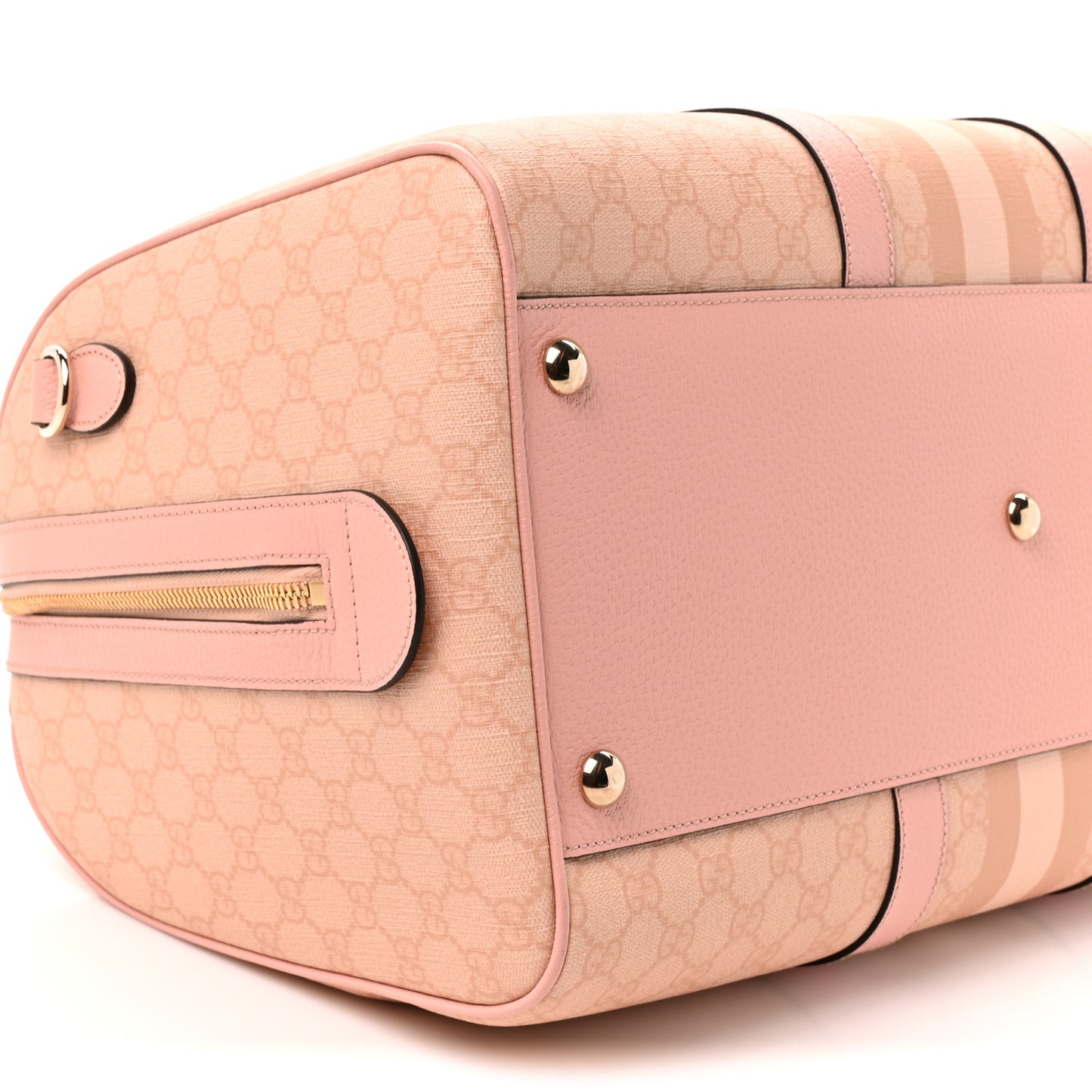GG Supreme Monogram Textured Dollar Calfskin Web Medium Savoy Duffle Bag Rose Pink