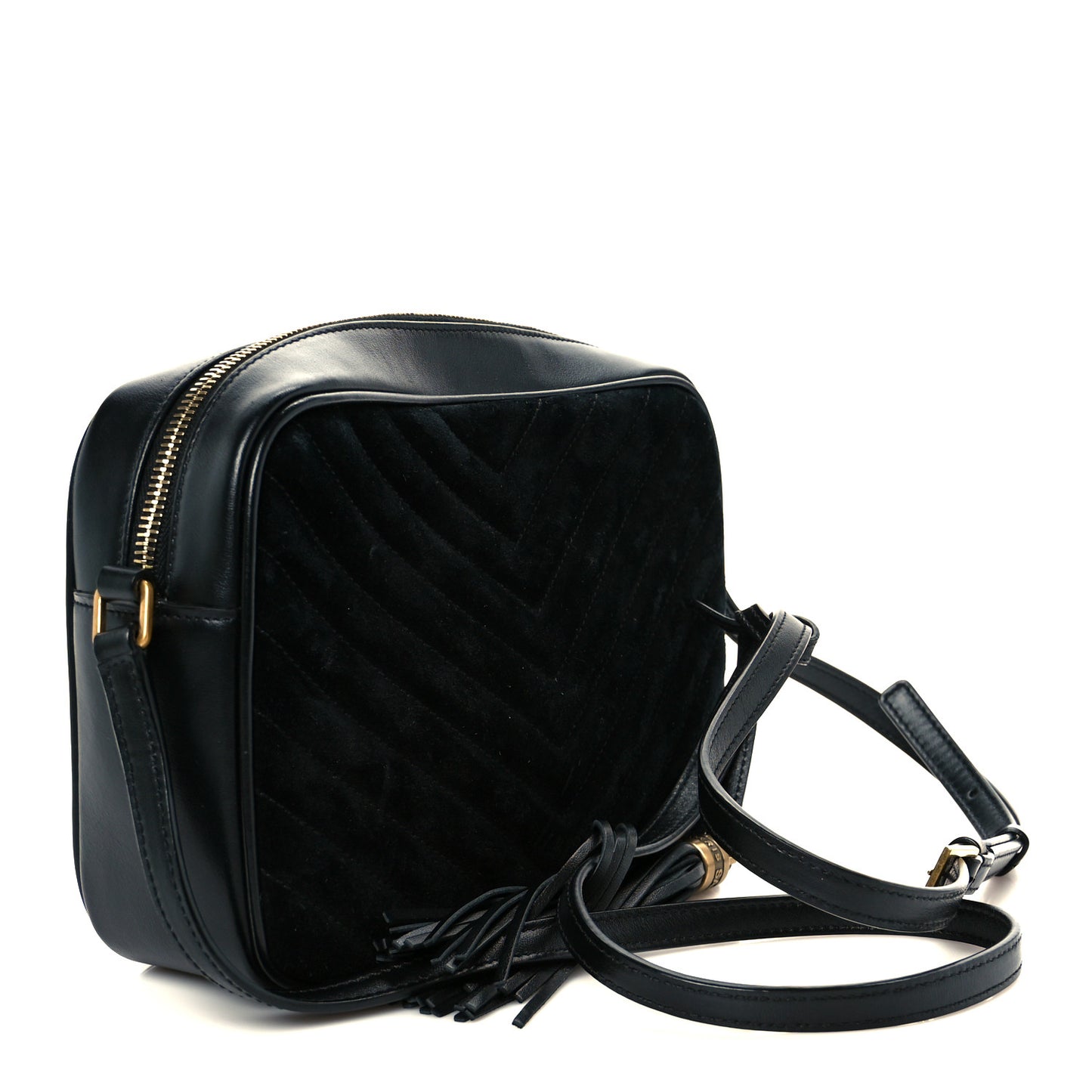 Suede Calfskin Matelasse Monogram Lou Camera Bag Black