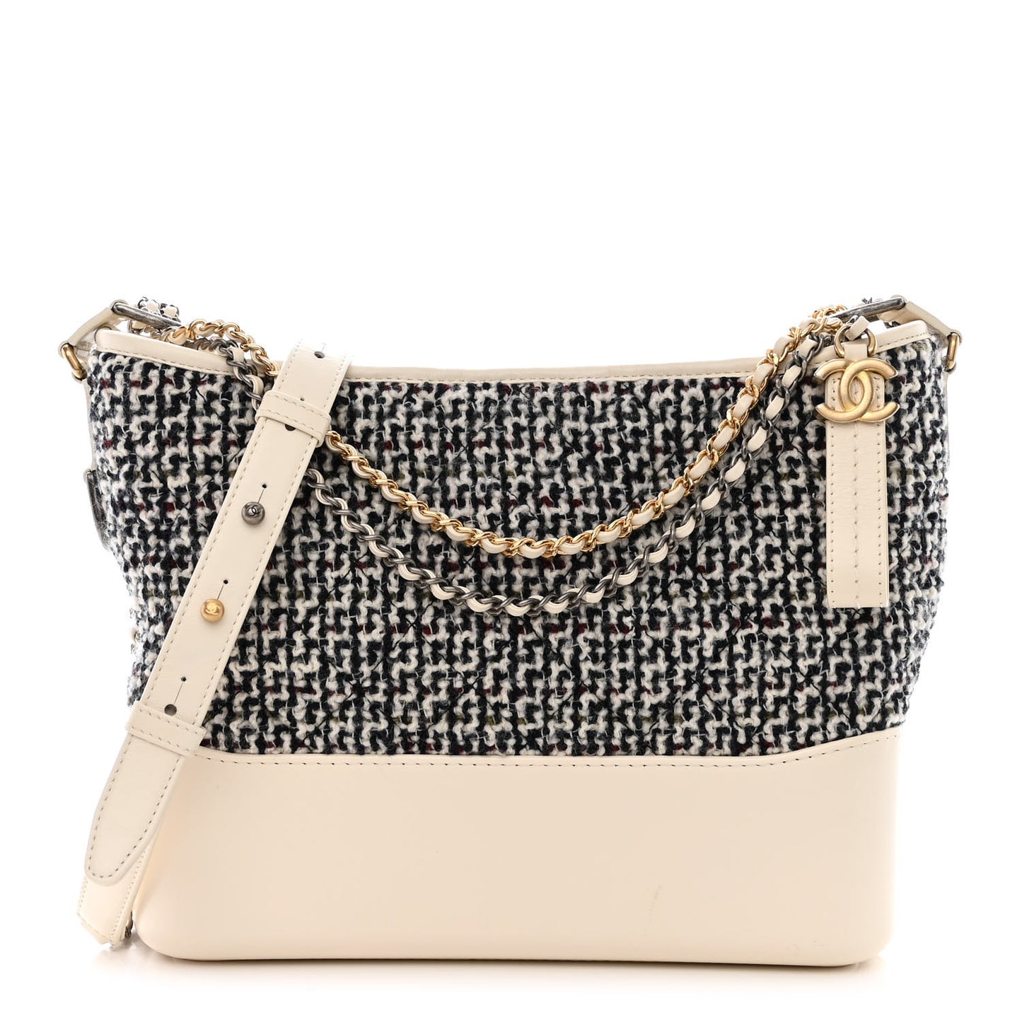 Tweed Calfskin Medium Gabrielle Hobo Ivory Multicolor