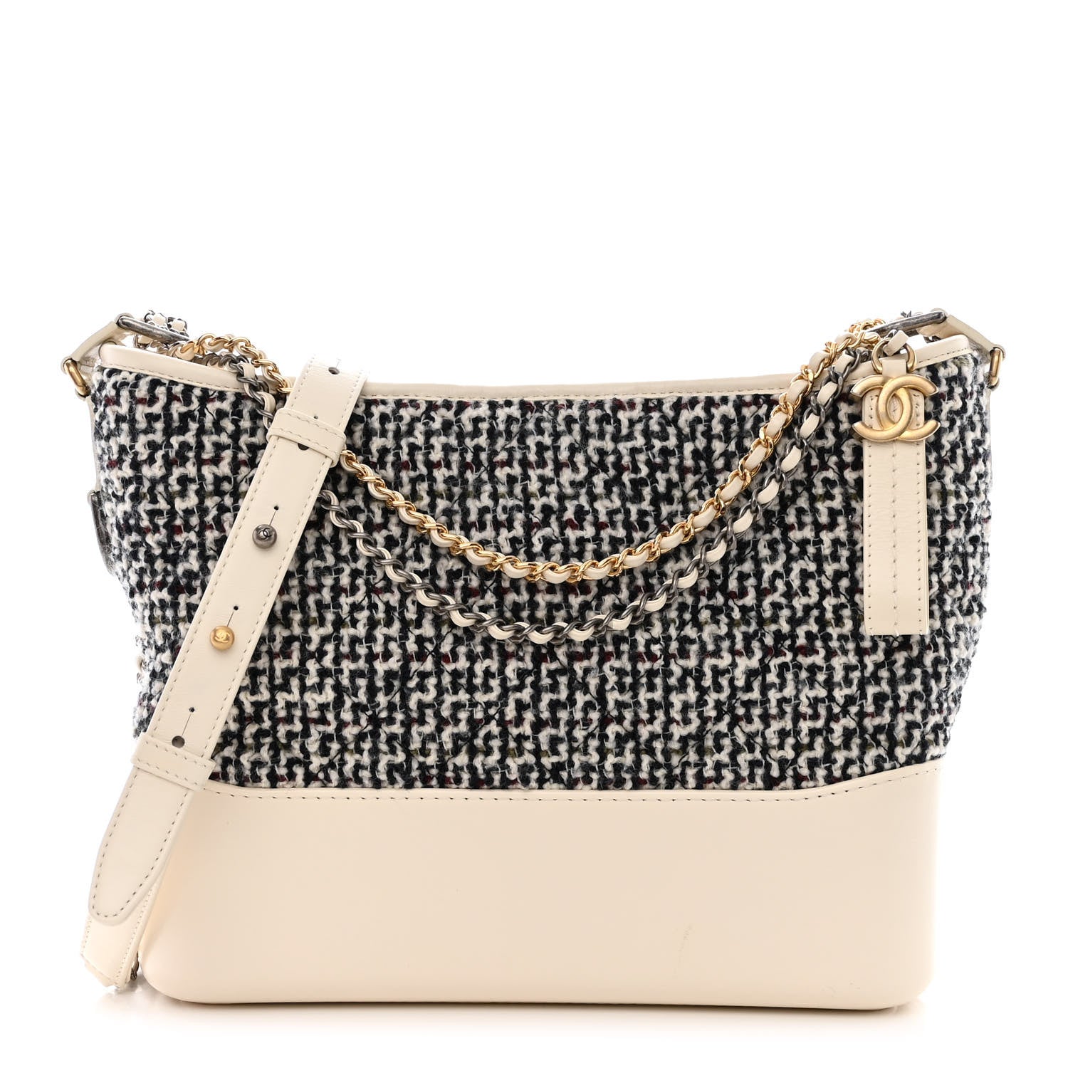 Chanel Tweed Calfskin Medium Gabrielle Hobo Ivory Multicolor 1 of 11