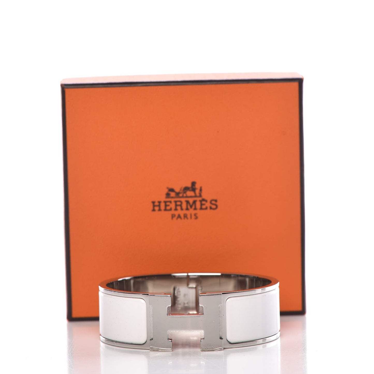 Enamel Wide Clic Clac H Bracelet GM White