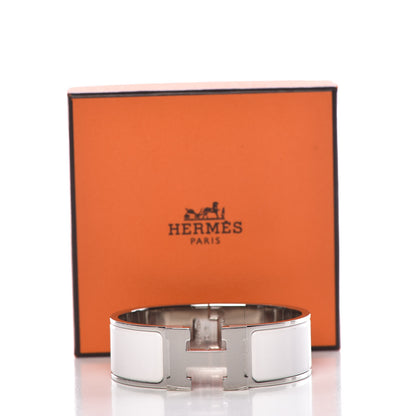 Hermes Enamel Wide Clic Clac H Bracelet GM White 5 of 5