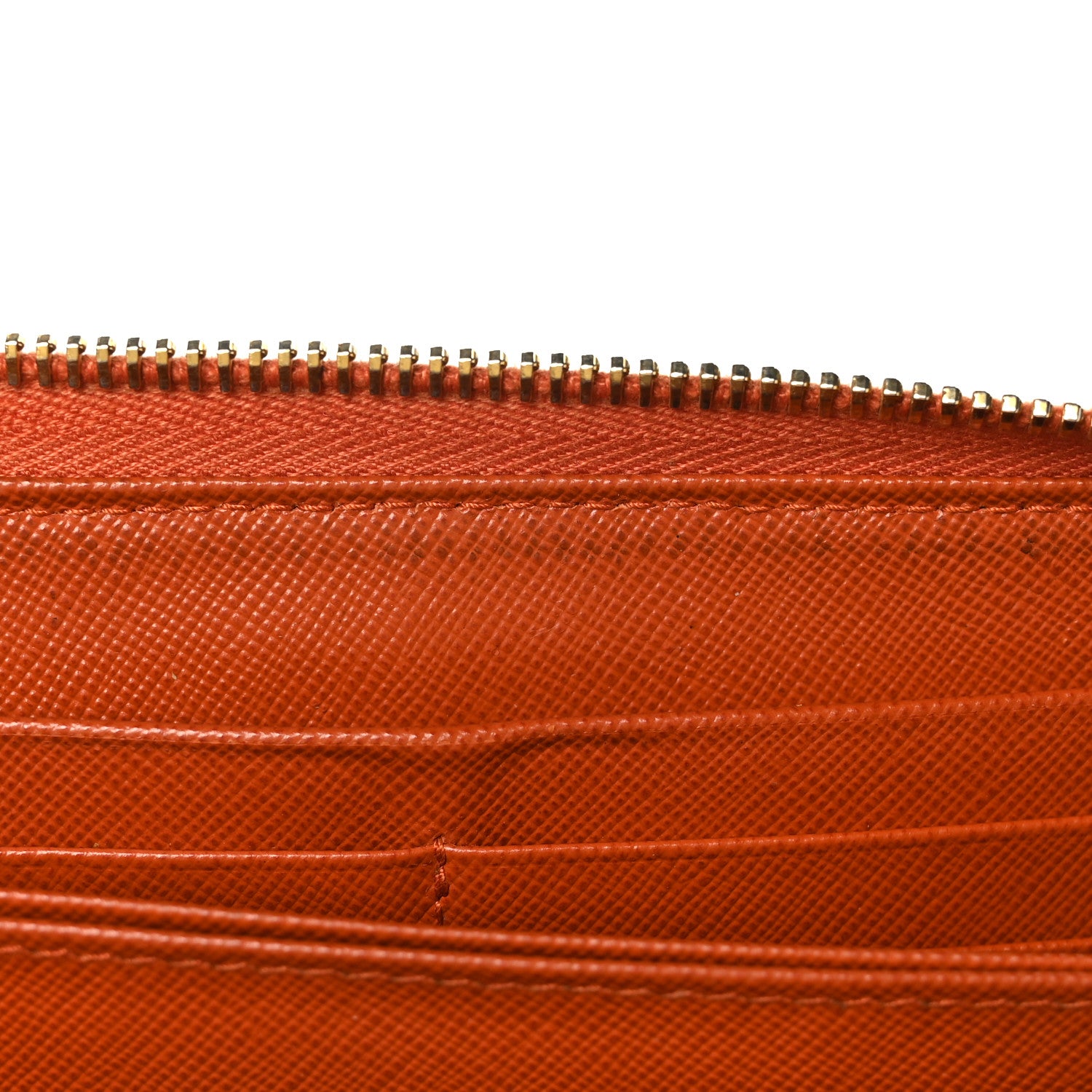 Prada Saffiano Metal Zip Around Wallet Rame 9 of 10