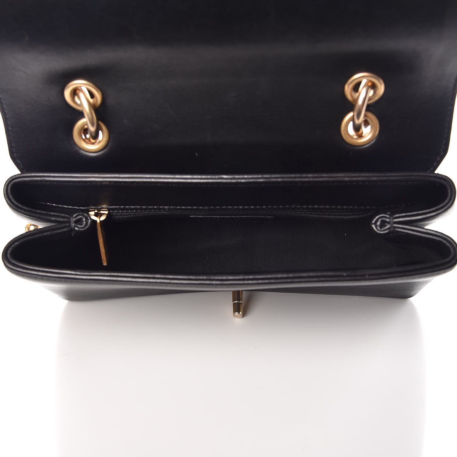 Chanel Sheepskin Chevron Stitched Chain Top Handle Flap Black 5 of 9