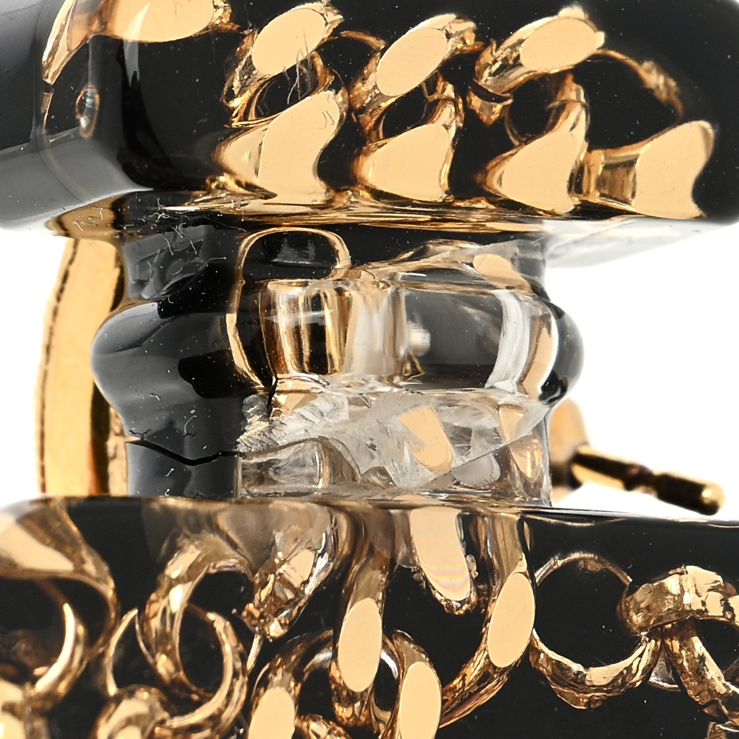 Pearl CC Perfume Bottle Drop Earrings Black Gold