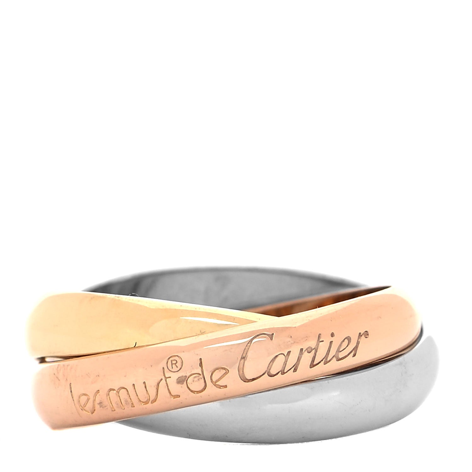 Cartier 18K Pink Yellow White Gold Classic Les Must De Cartier Trinity Ring 51 5.75 1 of 5