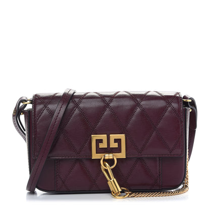 Givenchy Goatskin Quilted GV3 Mini Pocket Convertible Bag Aubergine 1 of 10