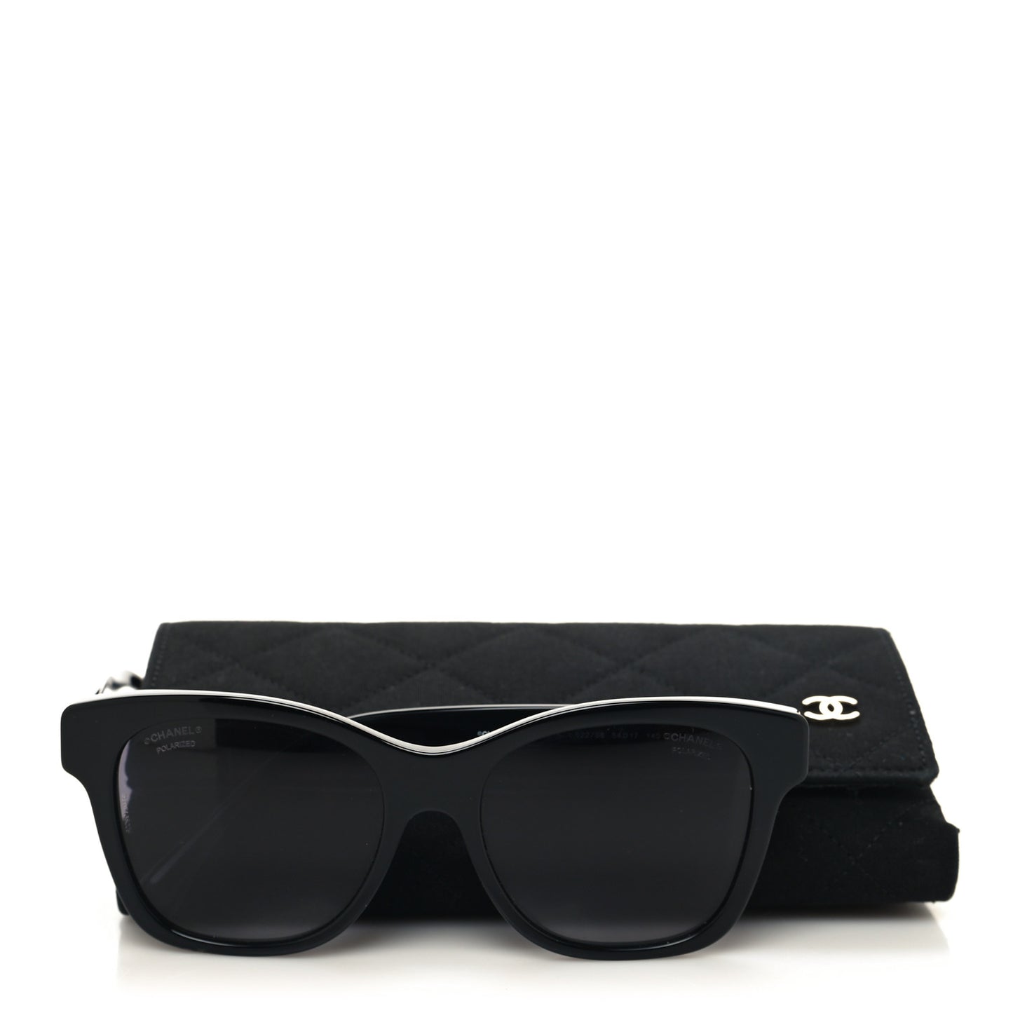 Acetate Polarized Pearl CC Square Sunglasses 5482-H-A Black