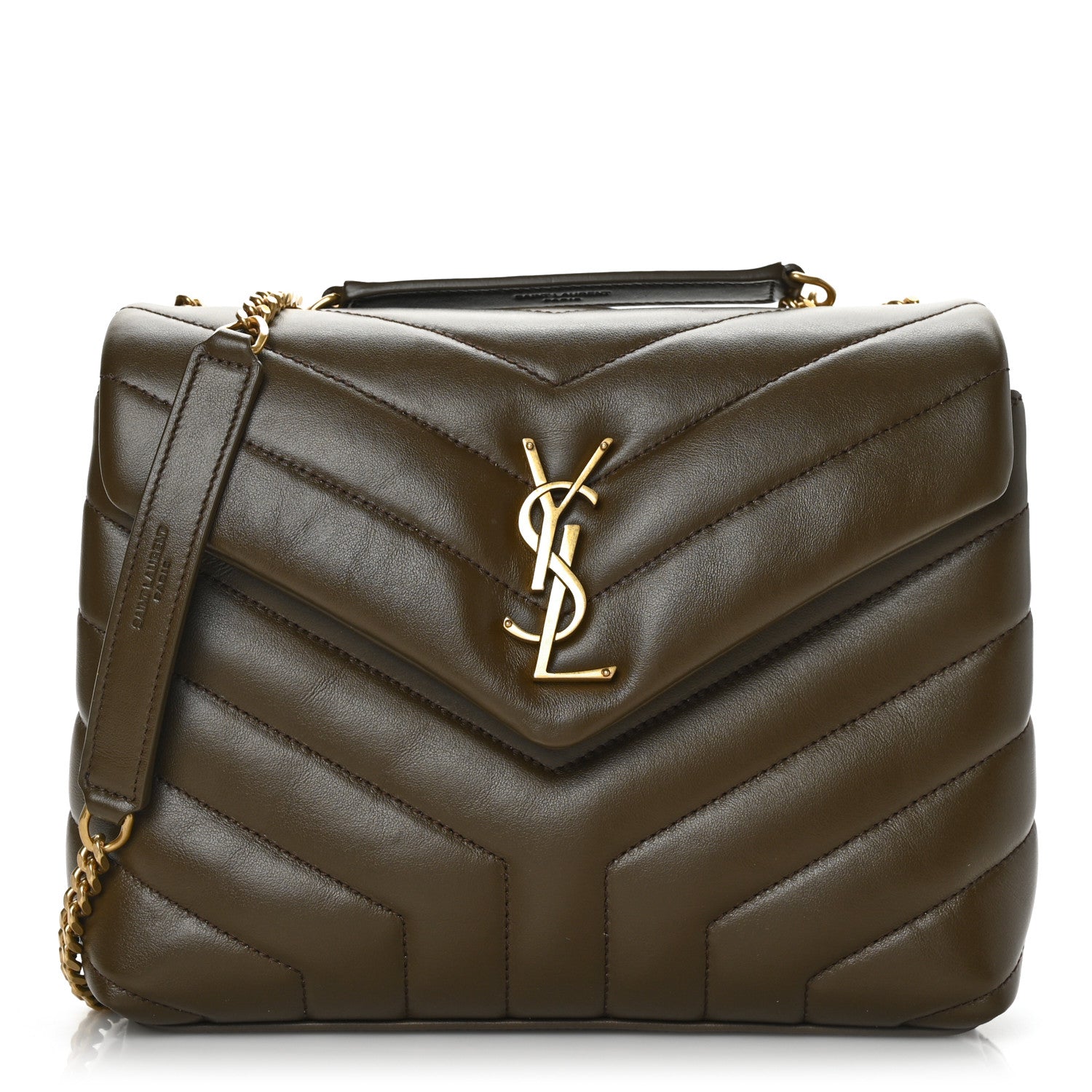 Saint Laurent Calfskin Y Quilted Monogram Small Loulou Chain Satchel Soil Brown 1 of 7